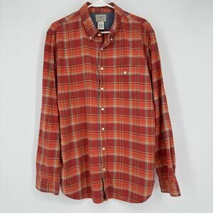 LL Bean Slightly Fitted Shirt Mens LARGE TALL Plaid Flannel Preppy Gorpcore Fall